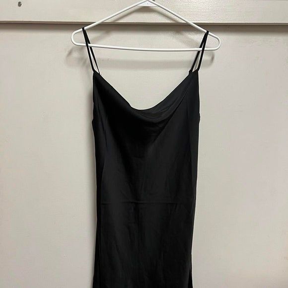UO Mallory Cowl Neck Slip Dress Black - Picture 1 of 5